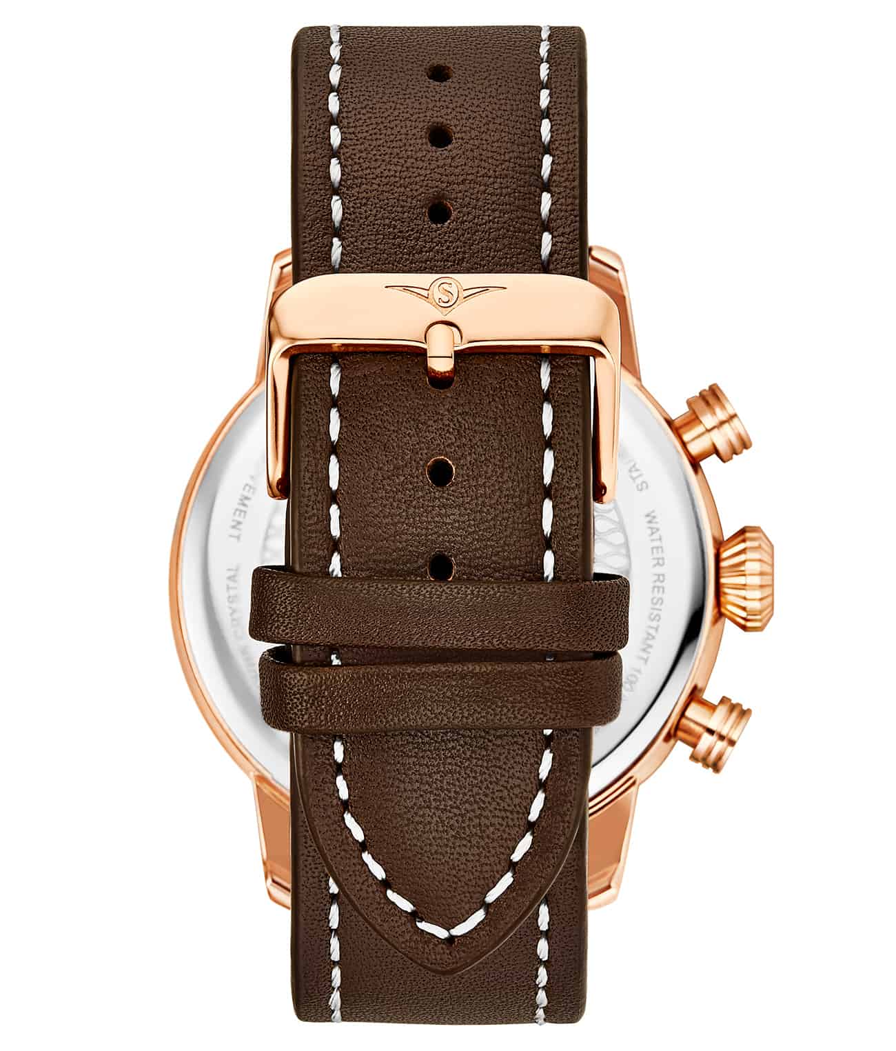 Blue Dial / Rose Case / Brown Band