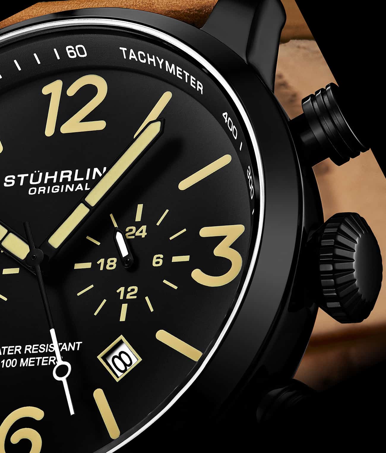 Black Dial / Black Case / Tan Band