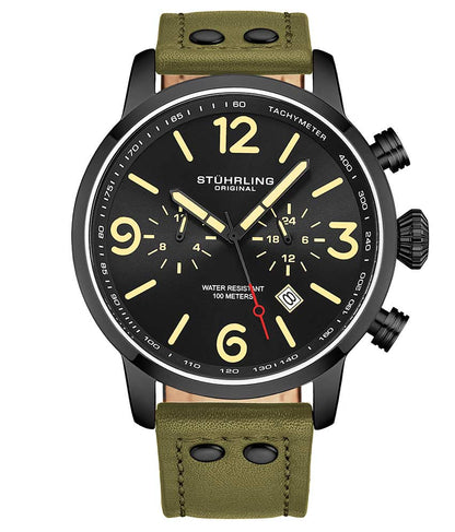 Black Dial / Black Case / Green Band