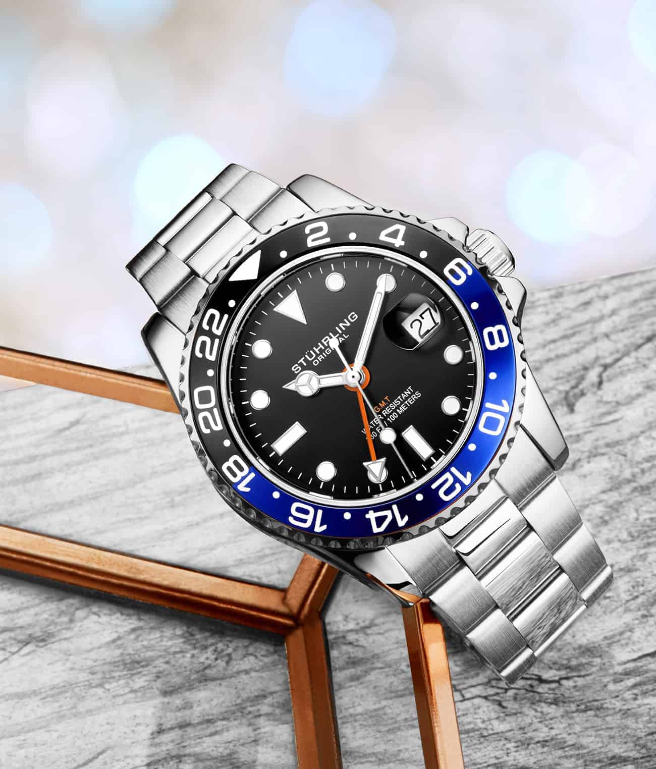Diver + Dress Watch Set with Signature Pen and Stud Earring