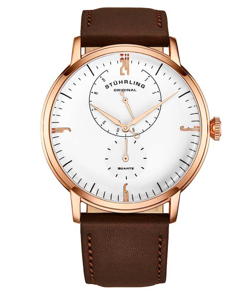 White Dial / Rose Case / Brown Band
