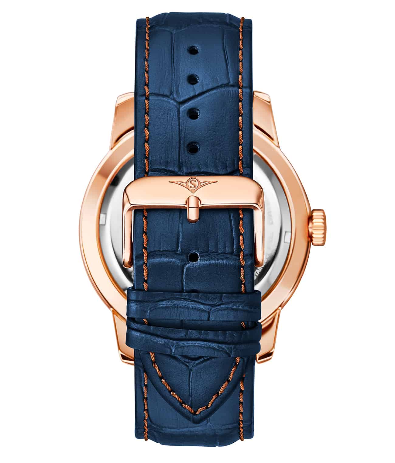 Silver Dial / Rose Case / Blue Band