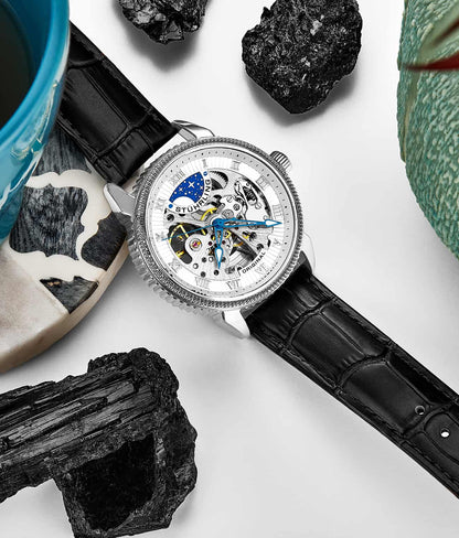 White Dial / Silver Case / Black Band