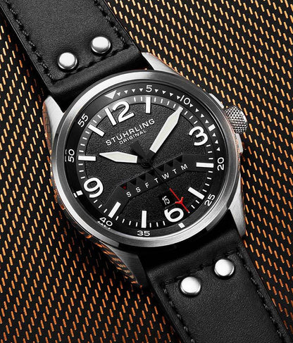 Black Dial / Silver Case / Black Leather Strap Tang Buckle