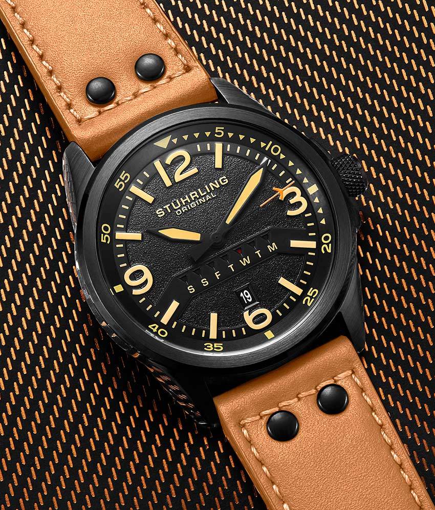 Black Dial / Black Case / Tan Leather Strap Tang Buckle