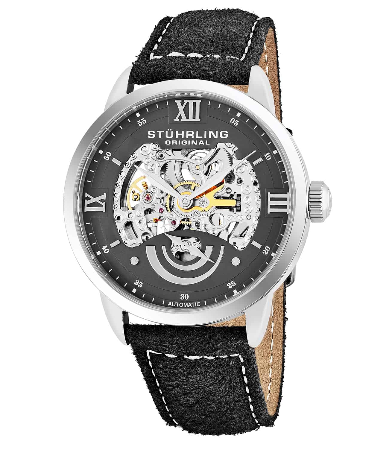 Black Dial / Silver Case / Black Leather Strap Tang Buckle