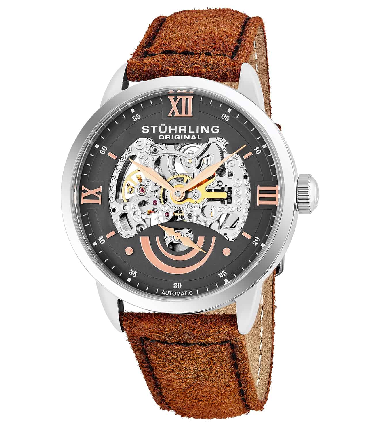 Grey Dial / Silver Case / Orange Leather Strap Tang Buckle