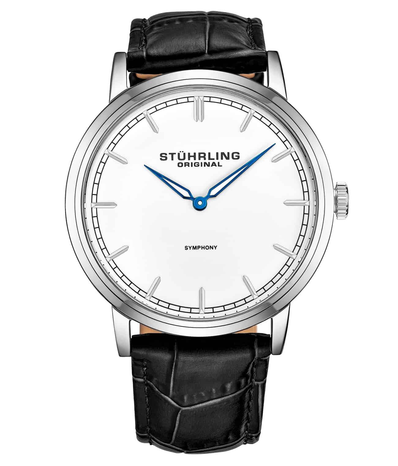 White Dial / Silver Case / Black Leather Strap Tang Buckle