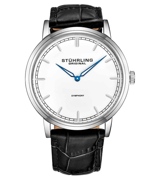 White Dial / Silver Case / Black Leather Strap Tang Buckle