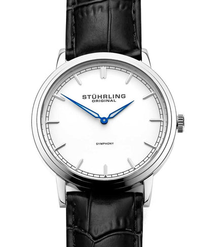 White Dial / Silver Case / Black Leather Strap Tang Buckle