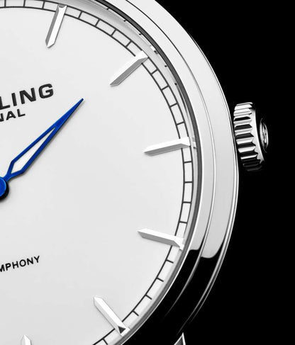 White Dial / Silver Case / Black Leather Strap Tang Buckle