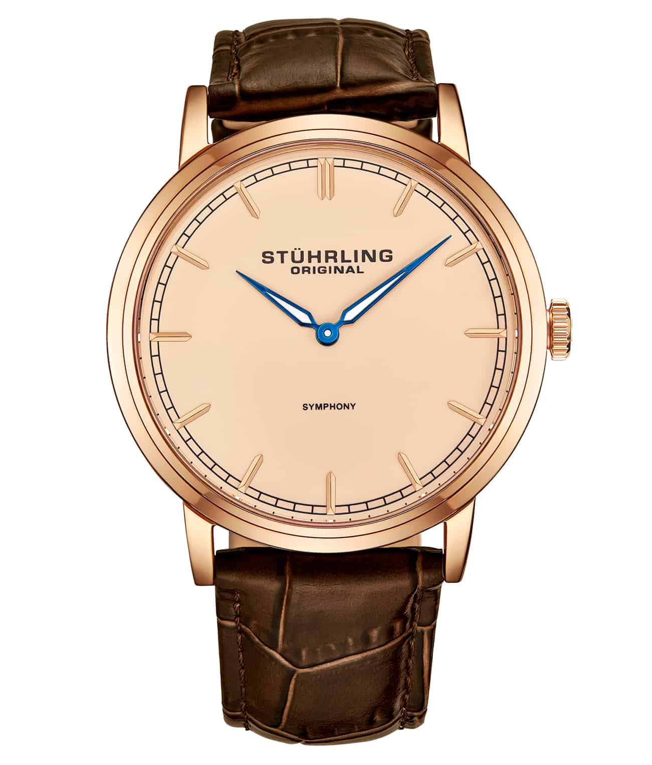 Champagne Dial / Rose Case / Brown Leather Strap Tang Buckle