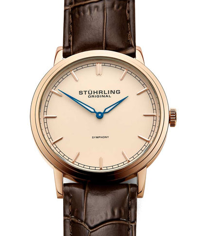 Champagne Dial / Rose Case / Brown Leather Strap Tang Buckle