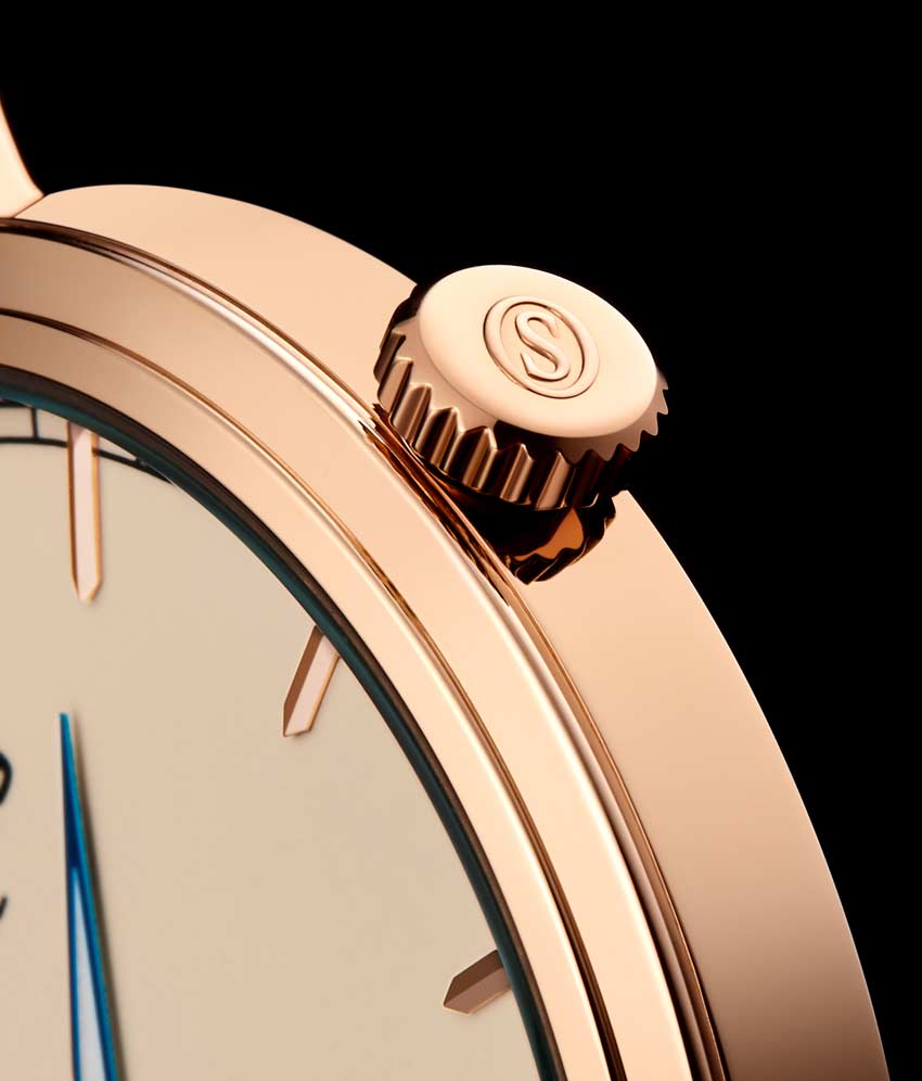 Champagne Dial / Rose Case / Brown Leather Strap Tang Buckle