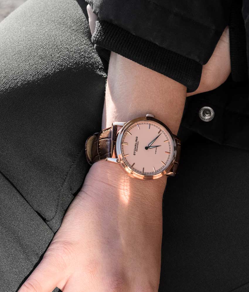 Champagne Dial / Rose Case / Brown Leather Strap Tang Buckle