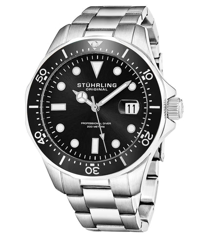 Black Dial / Silver Case / Silver Stainless Steel Bracelet Deployant Buckle