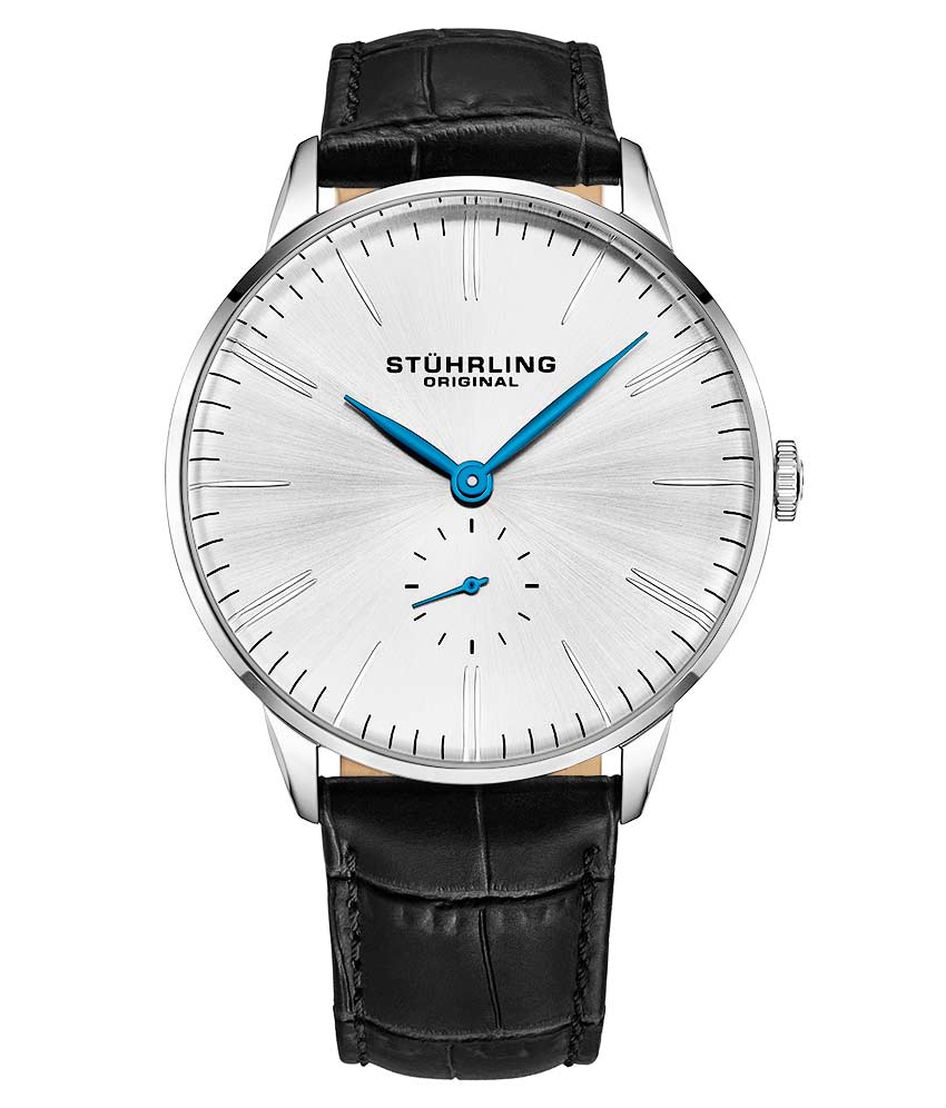 Silver Dial / Silver Case / Black Leather Strap Tang Buckle