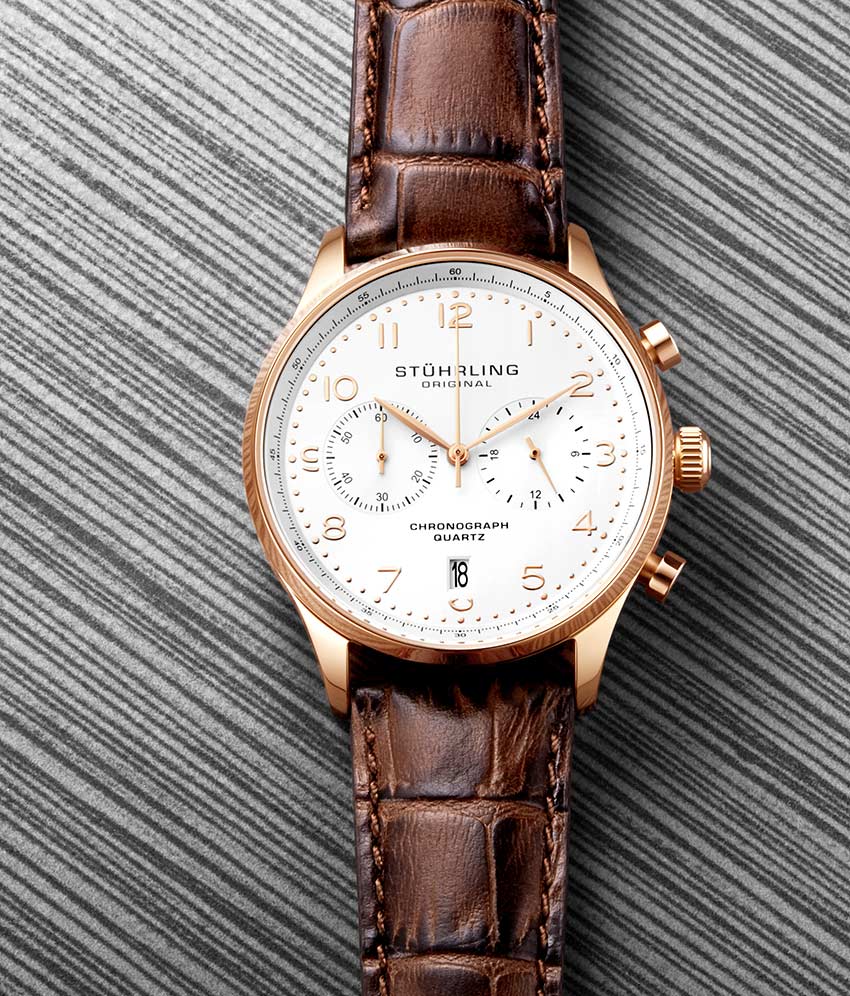 White Dial / Rose Case / Brown Band