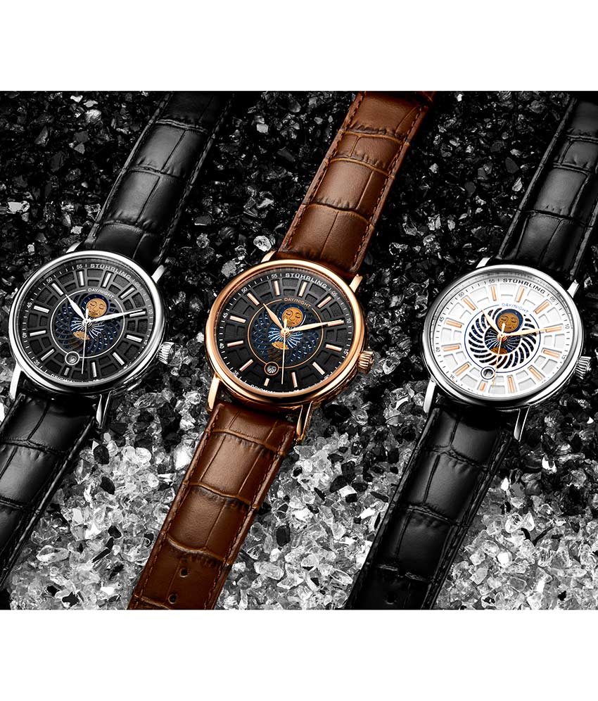 Black Dial / Rose Case / Brown Band