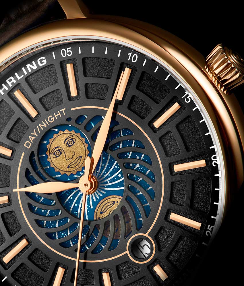 Black Dial / Rose Case / Brown Band