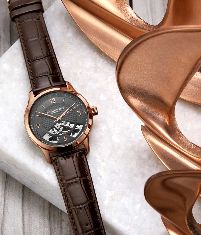 Grey Dial / Rose Case / Brown Band