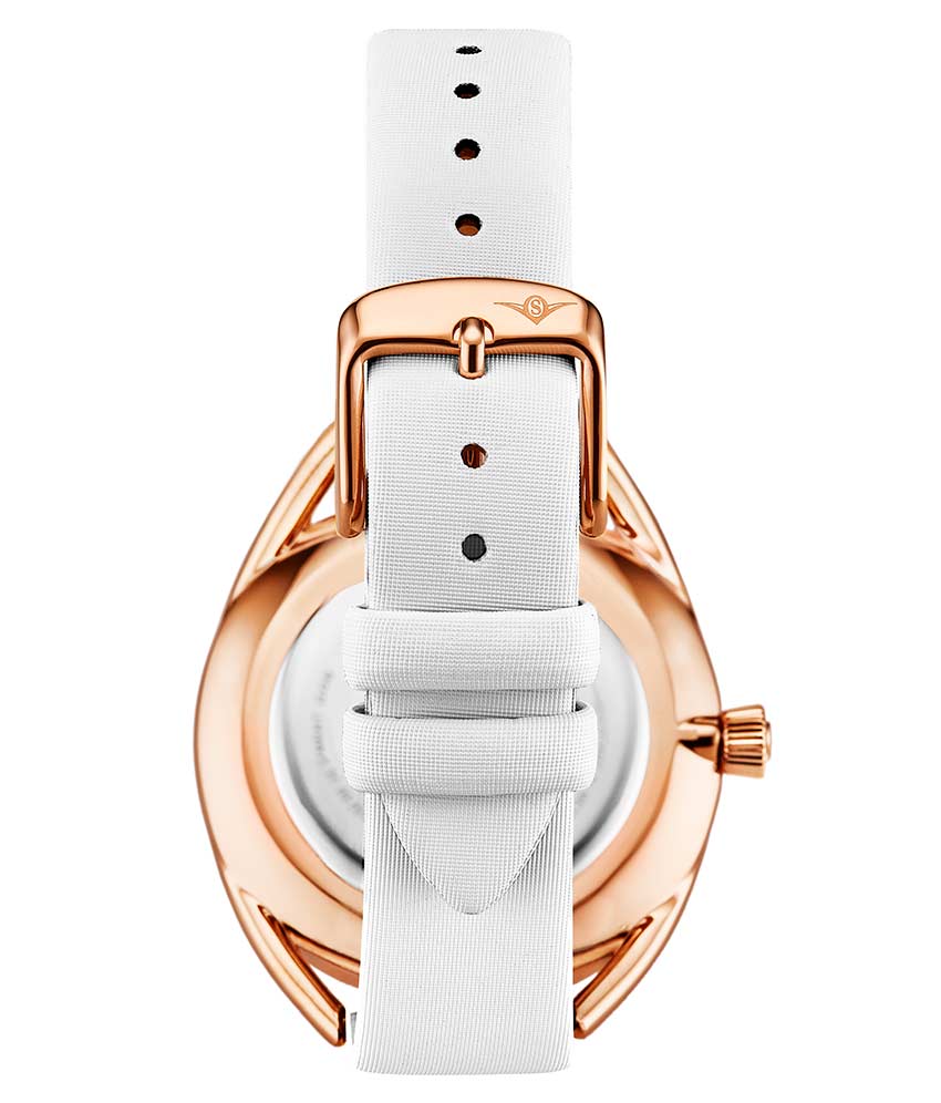 Silver Dial / Rose Case / White Band