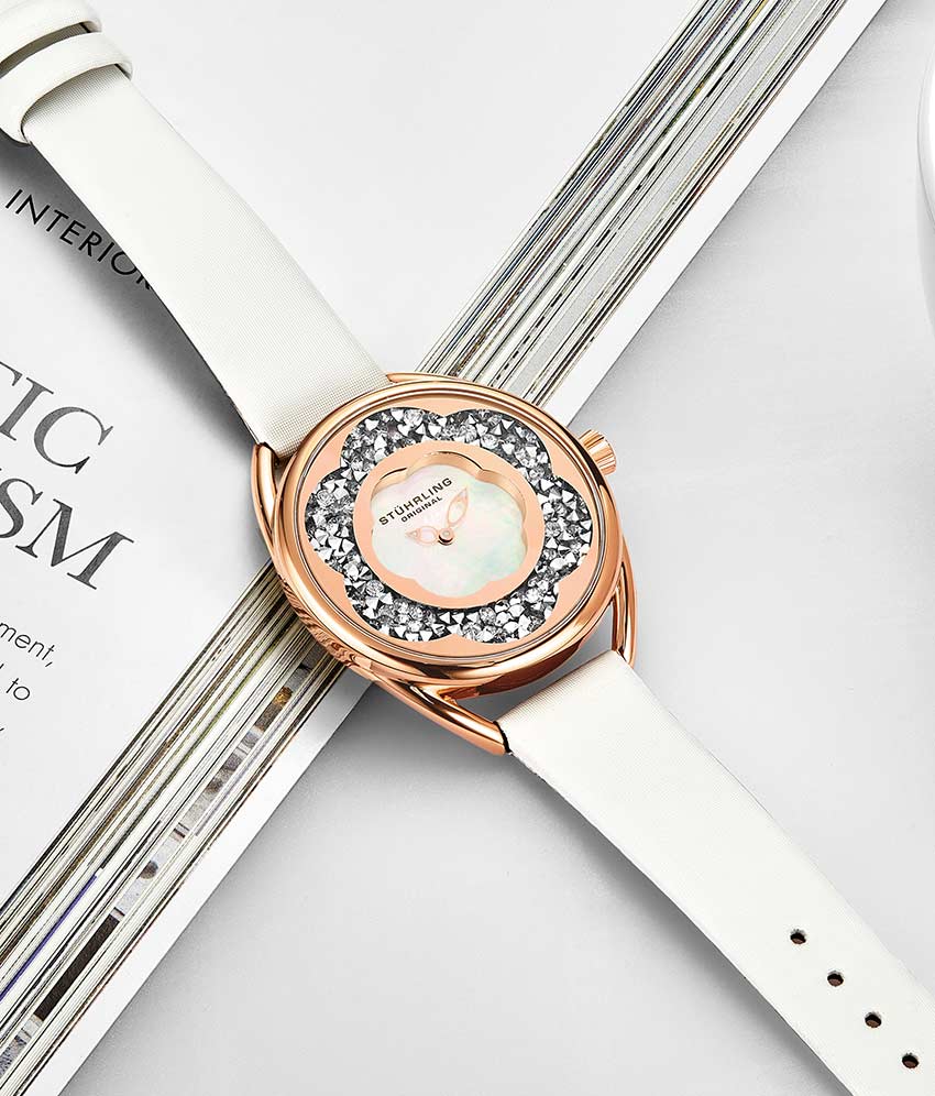 Silver Dial / Rose Case / White Band