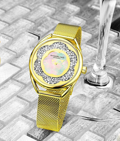 White Dial / Gold Case / Gold Stainless Steel Bracelet Gold Layered Foldover Buckle