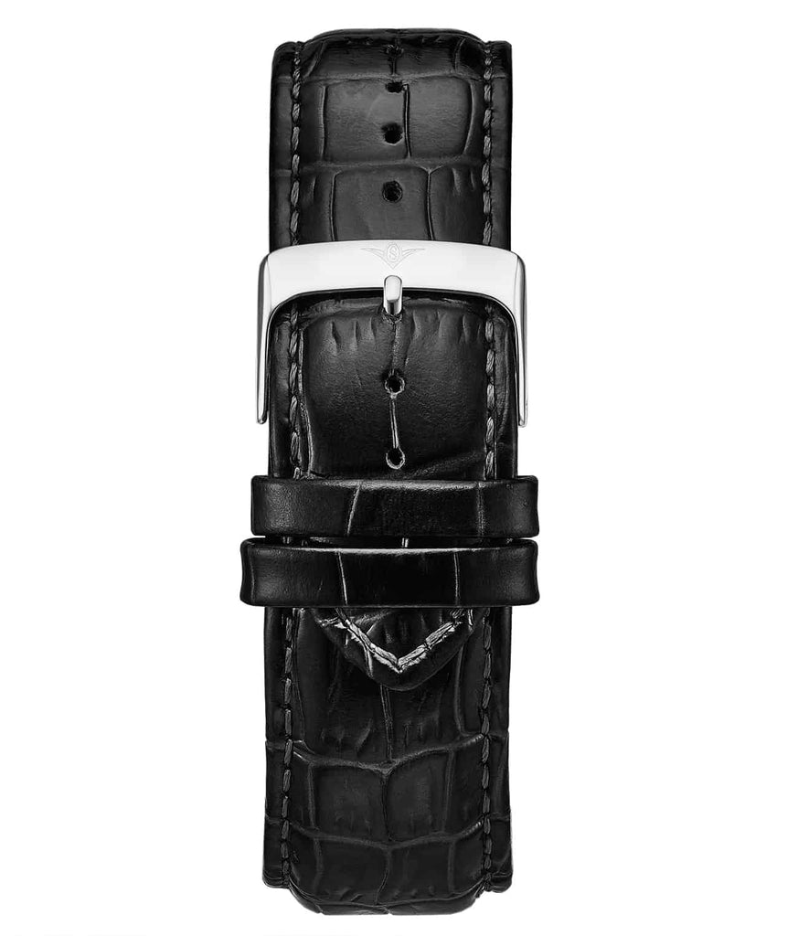 Alligator Embossed Black Leather 24mm Strap