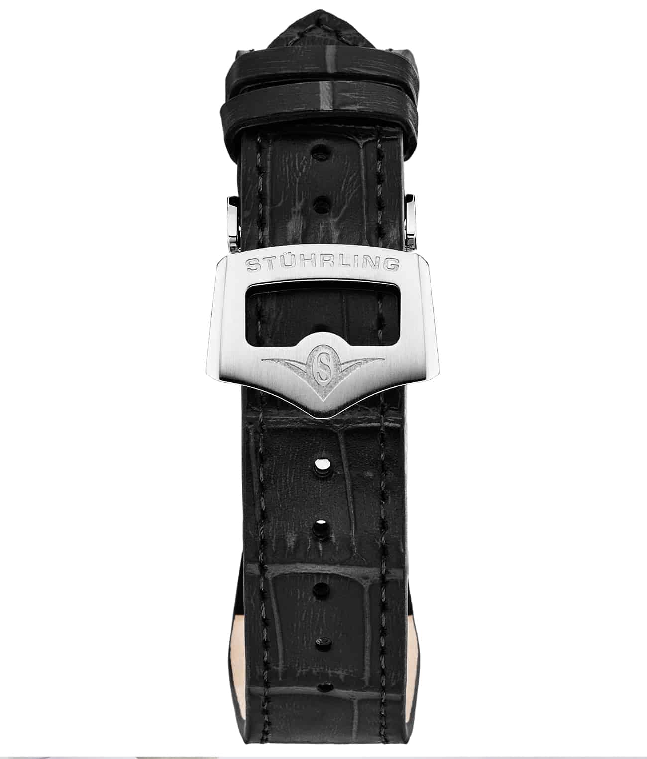 24mm Leather Strap with Stainless Steel Deployant Buckle