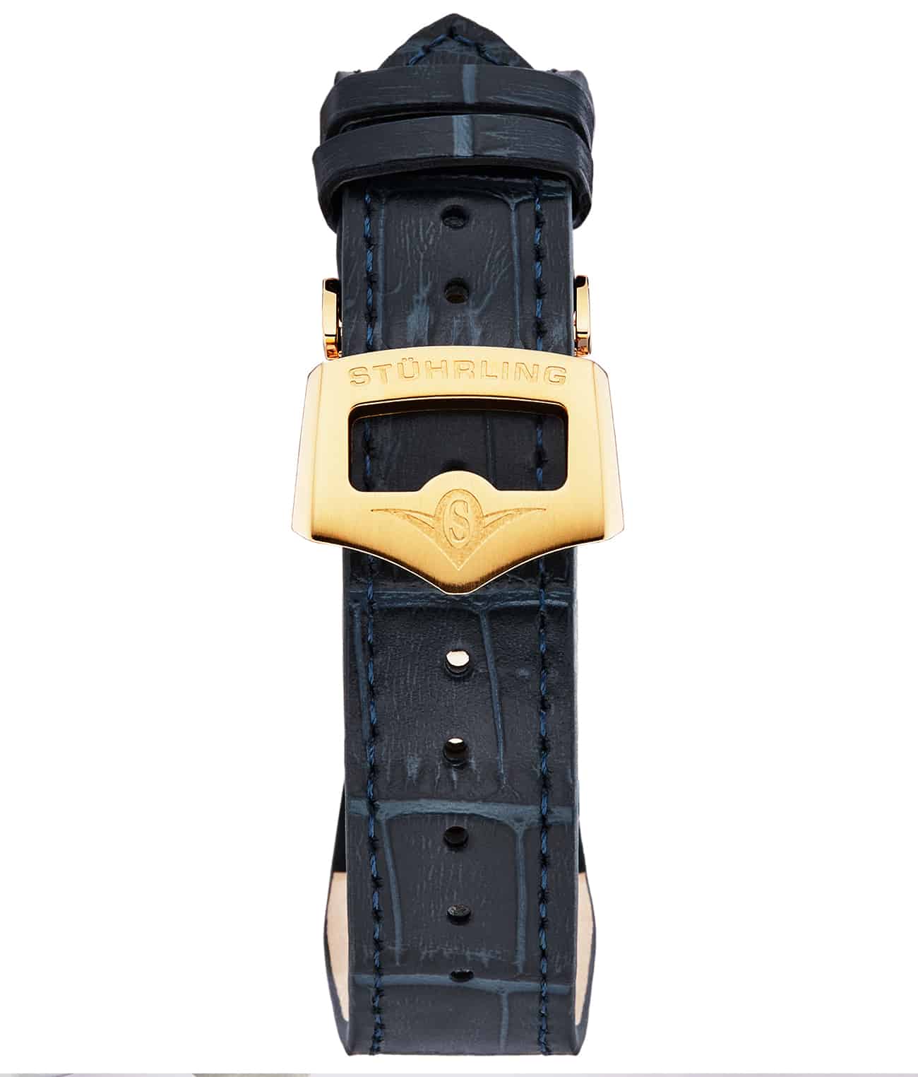 22mm Leather Strap with Stainless Steel Deployant Buckle