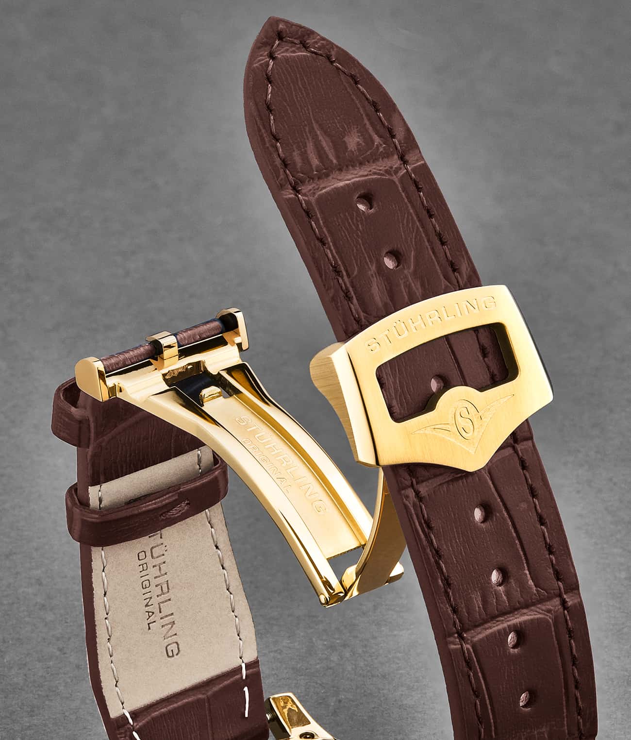 20mm Leather Strap with Stainless Steel Deployant Buckle