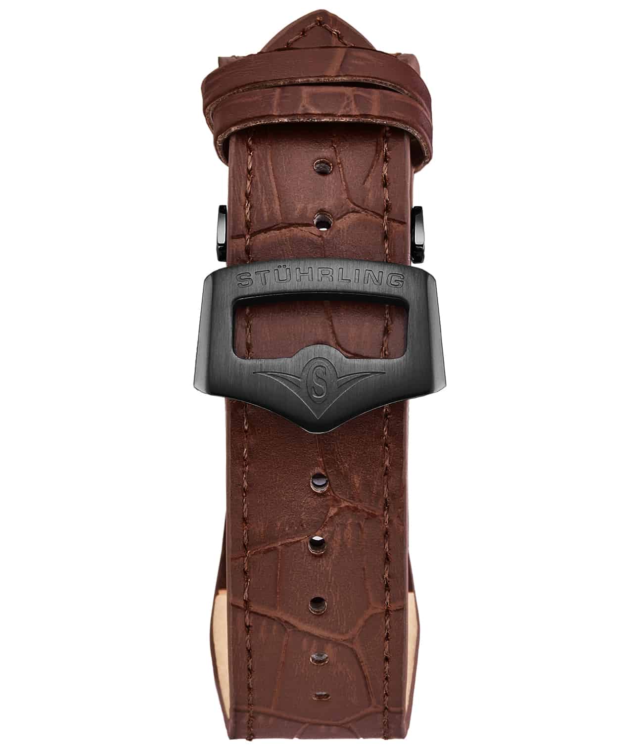 22mm Leather Strap with Stainless Steel Deployant Buckle
