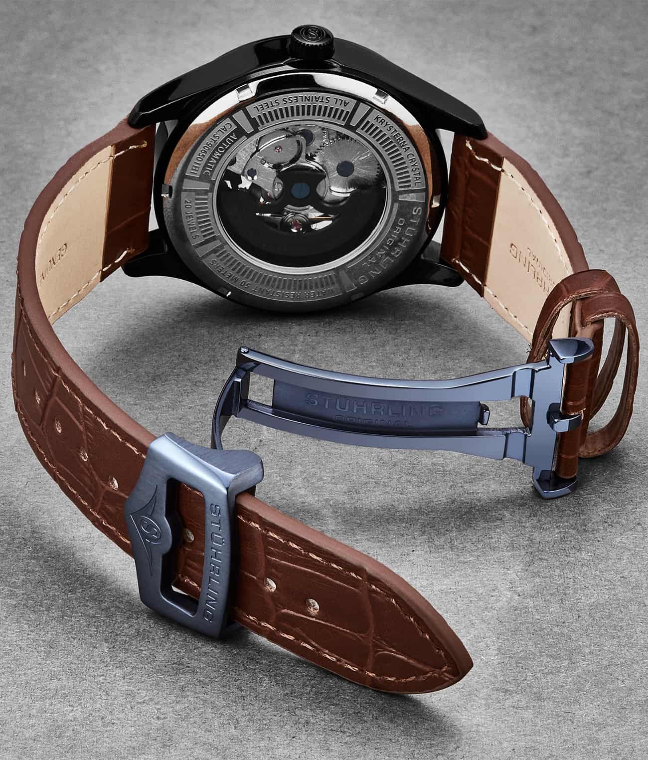 22mm Leather Strap with Stainless Steel Deployant Buckle